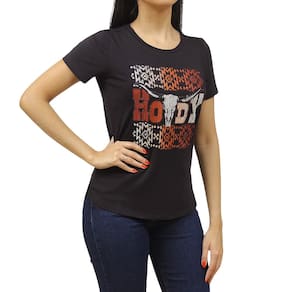 T-Shirt Feminina com Strass Preta Zoe Horse 37543