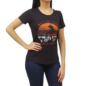 T-Shirt Feminina com Strass Preta Zoe Horse 37552