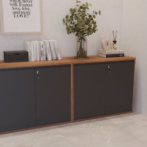 Armário Gold Baixo 90cm X 77cm X 44cm Noce/Preto
