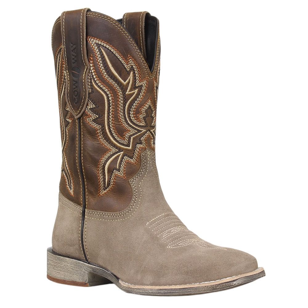 Bota Masculina Bico Quadrado Camurça Cinza Cow Way 37503