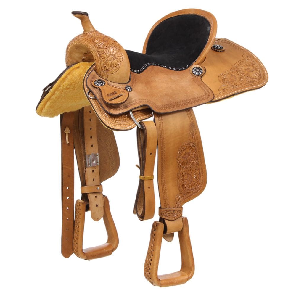 Sela de Tambor e Baliza Bordada Assento 15`` Natural Bronc-Steel 37061
