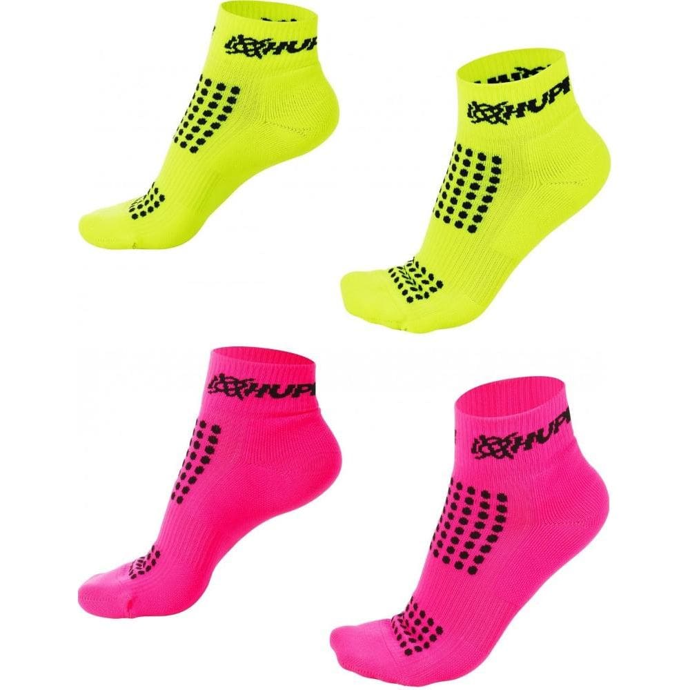 Kit 02 Pares Meia Corrida HUPI Pro Running Rosa e Amarelo