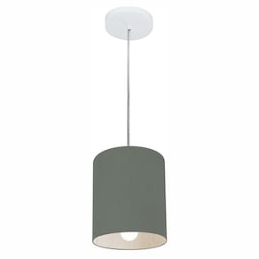 Lustre Pendente Cilíndrico Vivare Md-4200 Cúpula Em Tecido 14x15cm Bivolt Cinza escuro 110V 220V