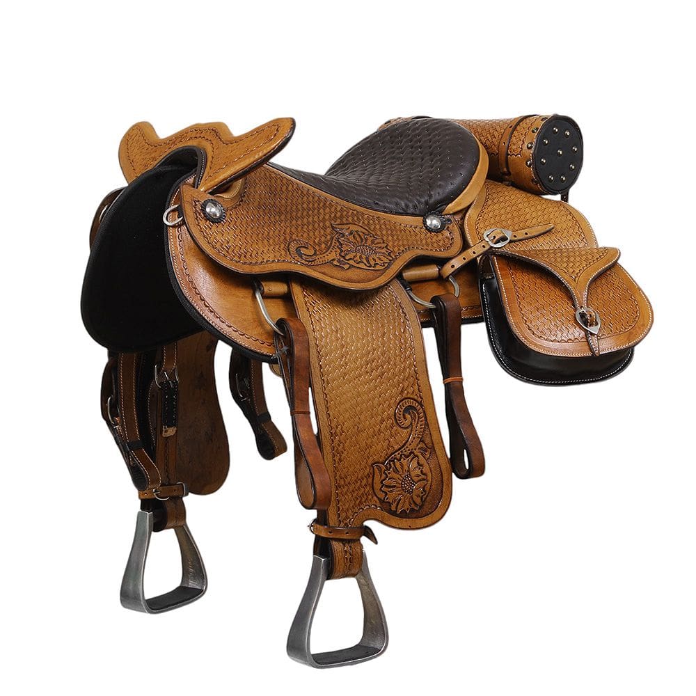 Sela Entalhada Com Alforge Marrom 16" Bronc-Steel 37402