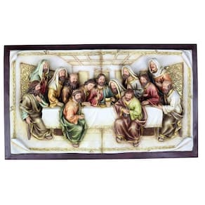 Quadro Santa Ceia Páscoa Moldurado Religioso Antigo 90Cm
