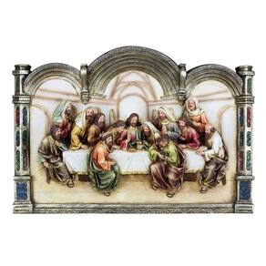 Quadro Santa Ceia Páscoa Moldura Castelo Religioso 40Cm