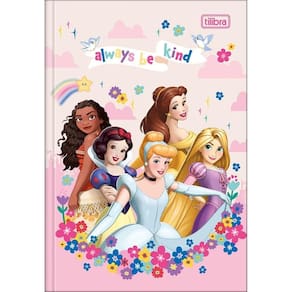 Caderno Brochura 1/4 80Fls Princesas Disney Rosa Tilibra