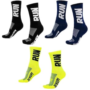 Kit 03 Pares Meia Corrida HUPI Run Preto Azul e Amarelo