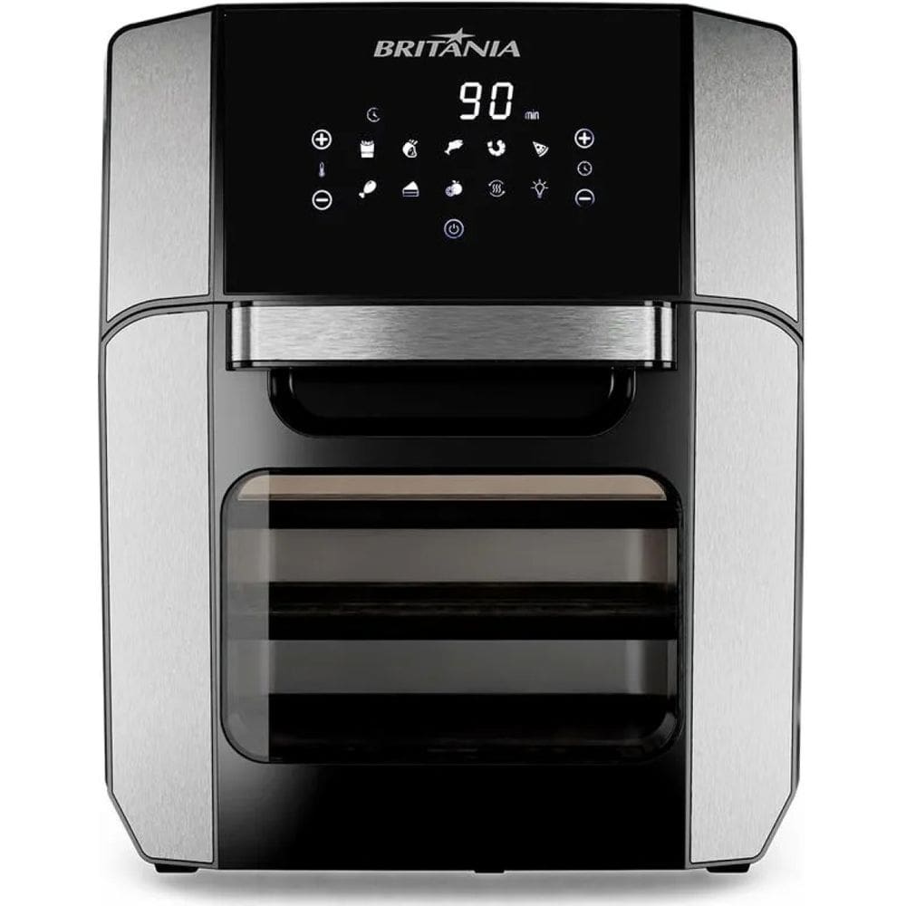 Fritadeira Air Fryer Britânia BFR2100P 12L 1800W 4 em 1 Assa Frita Desidrata Reaquece Timer 90min Temperatura 80-200°C