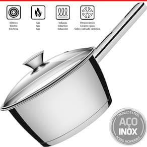 Panela Inox Avulsa Fundo Triplo Vidro Ø16cm 1,5l Tramontina