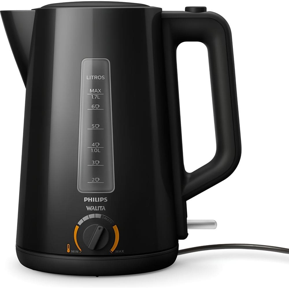 Chaleira Elétrica Philips Walita RI9368/90 Controle Temperatura Ajustável 1200W 1,7L Função Mate Preta