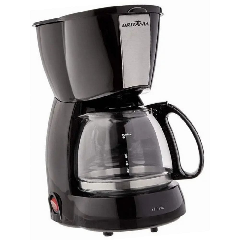 Cafeteira Elétrica Britânia CP15 15 Xícaras Preto/Inox 550W Placa Aquecedora Corta-Pingos