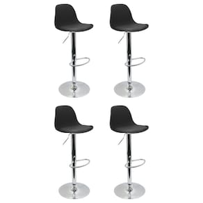 Conjunto 4 Banquetas Joly Eames Base Giratória Preto