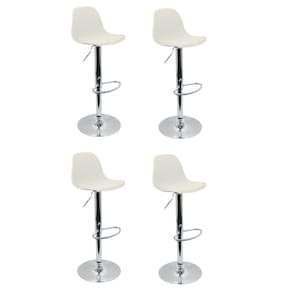 Conjunto 4 Banquetas Joly Eames Base Giratória Branco