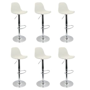Conjunto 6 Banquetas Joly Eames Base Giratória Branco
