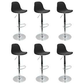 Conjunto 6 Banquetas Joly Eames Base Giratória Preto