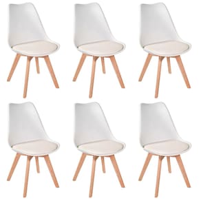 Conjunto 6 Cadeiras para Sala de Jantar Eames Leda Estofadas Branco