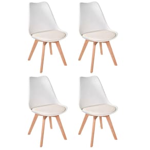Conjunto 4 Cadeiras Eames Leda Estofada Branco