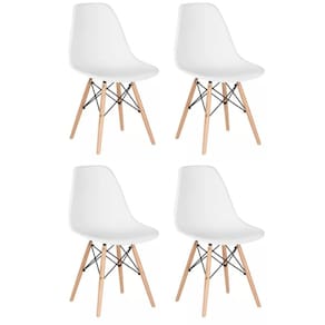 Conjunto 4 Cadeiras para Sala de Jantar Eames Eiffel Dkr Branco