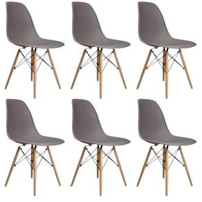 Conjunto 6 Cadeiras para Sala de Jantar Eames Eiffel Dkr Cinza