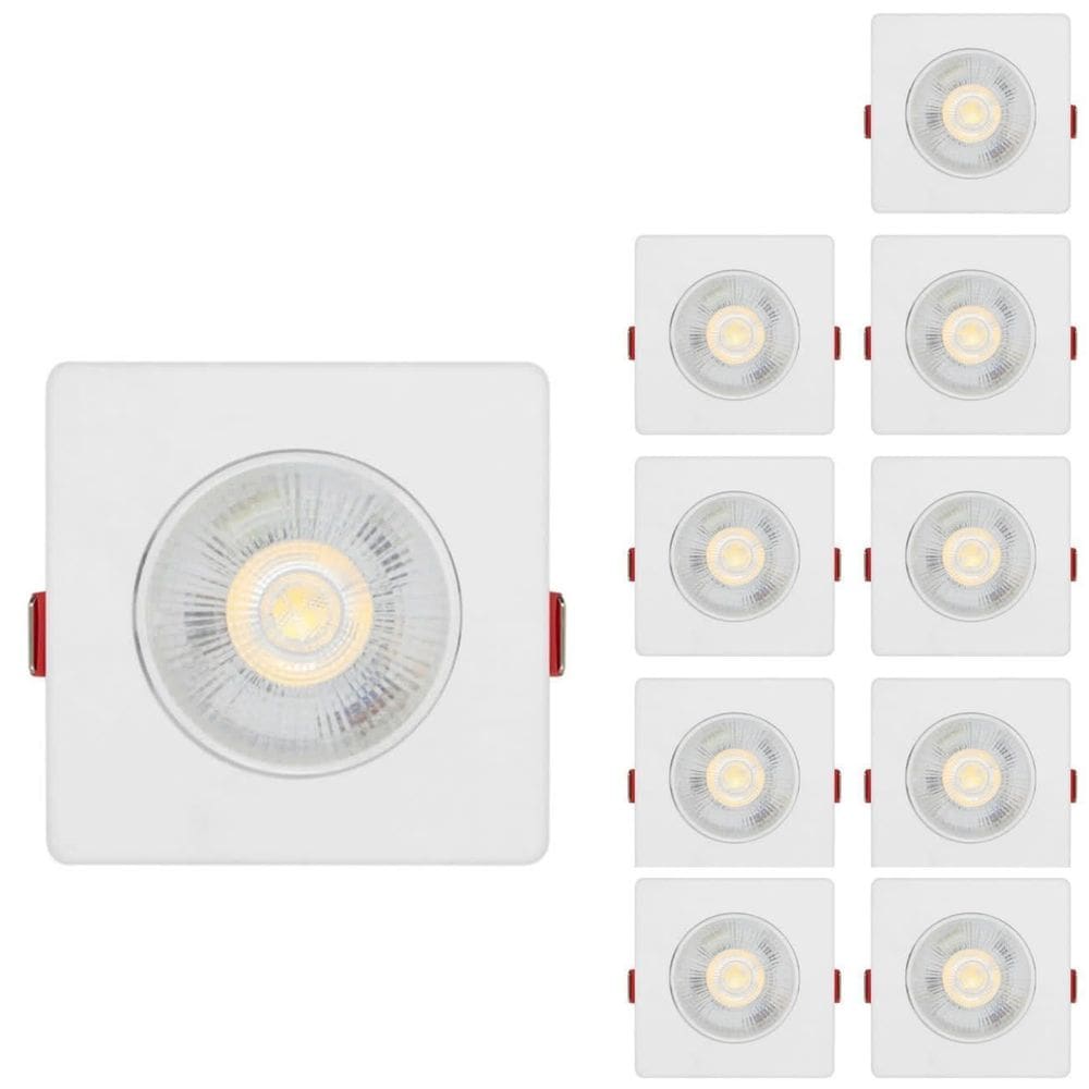 Kit 10 Spot Led Quadrado 3w 6500k Branco Frio Sala Quarto Sanca Comercio Academia Luz Fria Luminaria de Teto