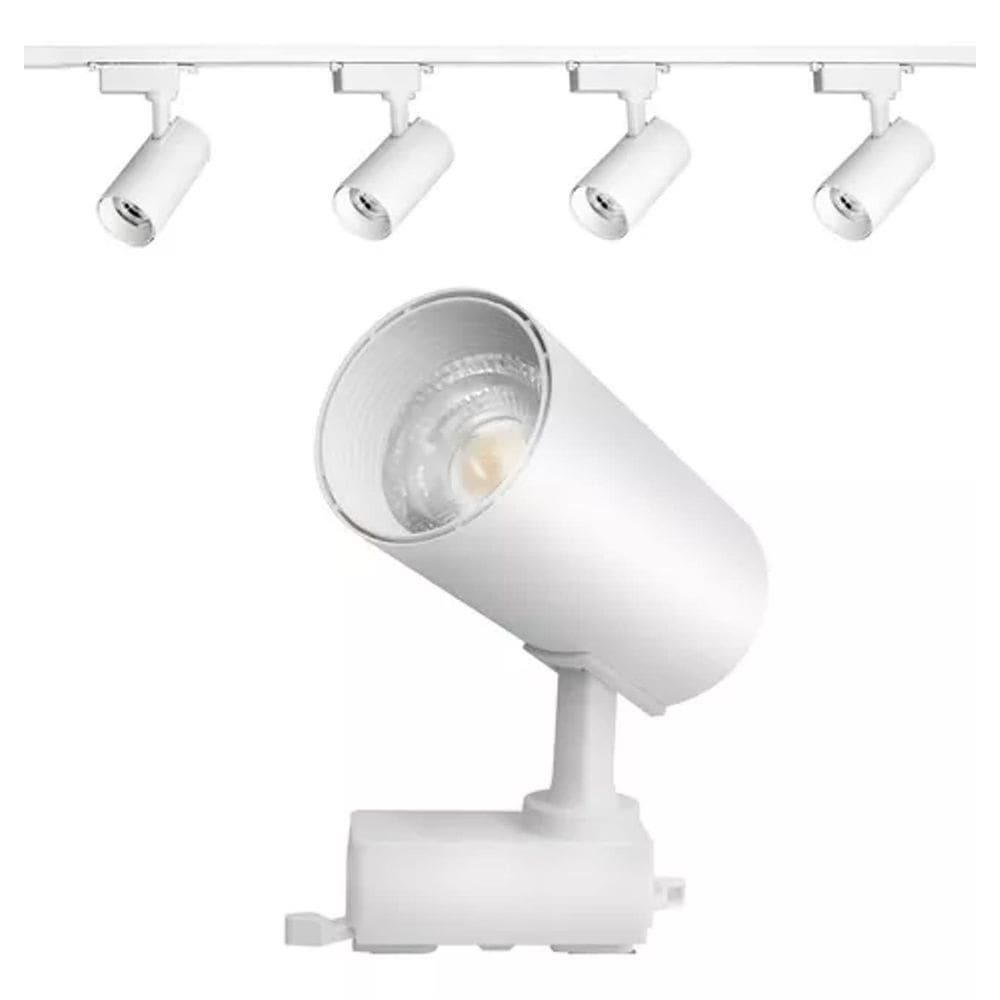 Kit Trilho Eletrificado 1m + 4 Spot Trilho Eletrificado 15W Branco 3000K