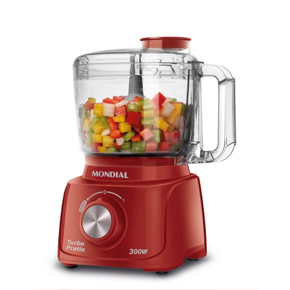 Mini Processador Mondial Turbo Pratic 300W Vermelho 220V - MP-16-R