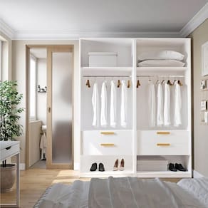 Guarda-roupa Modulado 2 Peças sem Portas Jade Cabecasa Madeiramadeira Branco Fosco