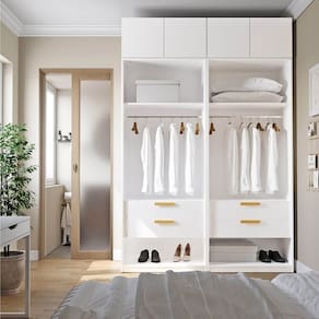 Guarda-roupa Modulado 4 Peças 4 Portas Jade Cabecasa Madeiramadeira Branco Fosco
