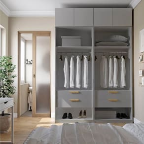 Guarda-roupa Modulado 4 Peças 4 Portas Jade Cabecasa Madeiramadeira Cinza Urbano
