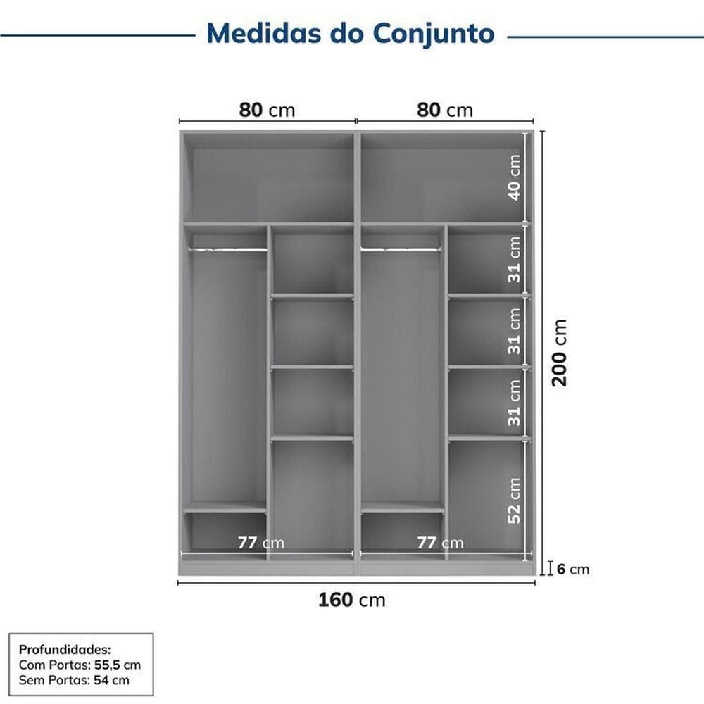 Guarda-roupa Modulado 2 Peças sem Portas Jade Cabecasa | Casas Bahia