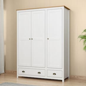 Guarda-roupa 3 Portas 2 Gavetas Topázio Branco /Freijó
