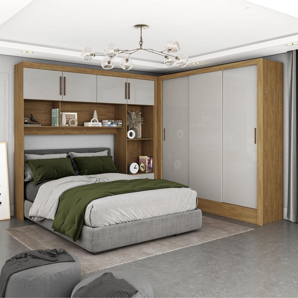 Guarda-roupa Casal Modulado 4 Portas Santiago 3 Portas 5 Gavetas Off White
