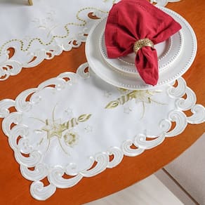 Kit 4 Lugar Americano Toalha de Bandeja Natalina Bordada 30x45