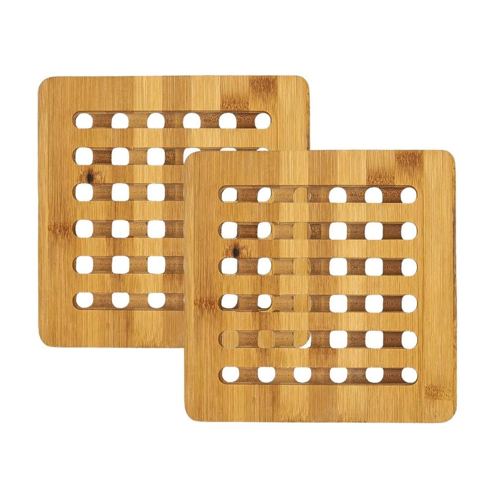 Kit 2 Descansos Protetor Mesa Apoio De Panela Bambu 15Cm
