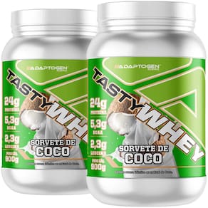 Suplemento Kit 2x Tasty Whey Isolado 3w Coco 900g Adaptogen