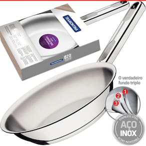 Frigideira Inox Fundo Triplo Tramontina Indução Ø20cm 1,3L
