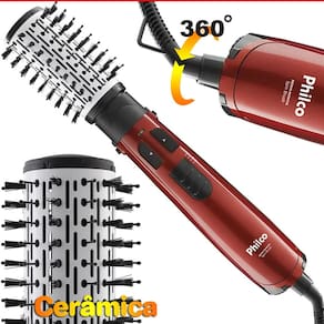 Escova Rotativa Modeladora Philco Spin Brush PEC04V Seca Modela Alisa Ceramic