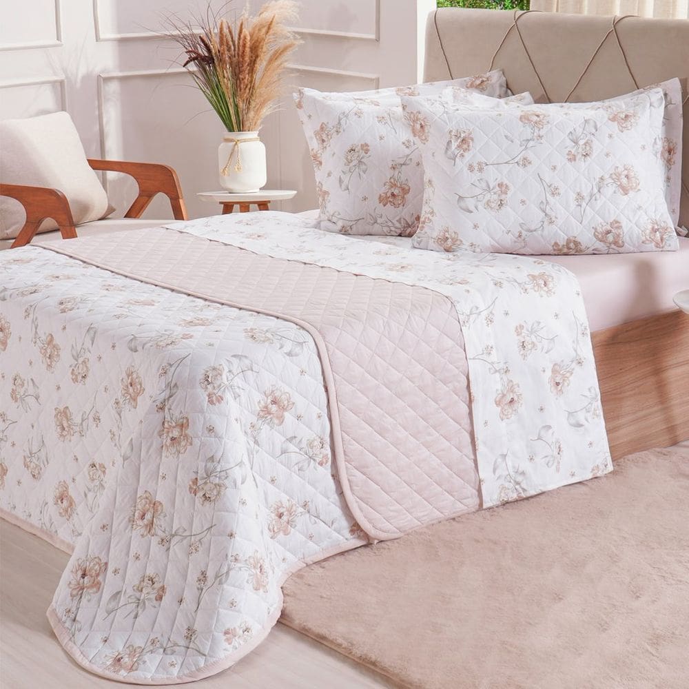 Kit Colcha Casal 200 Fios Estampada 220x240cm