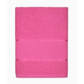 Toalha Banho Barra Para Bordar Ponto Cruz 65X130 Rosa Salmão