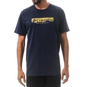 Camiseta Columbia Csc Box Treeline Masculina Azul Marinho G
