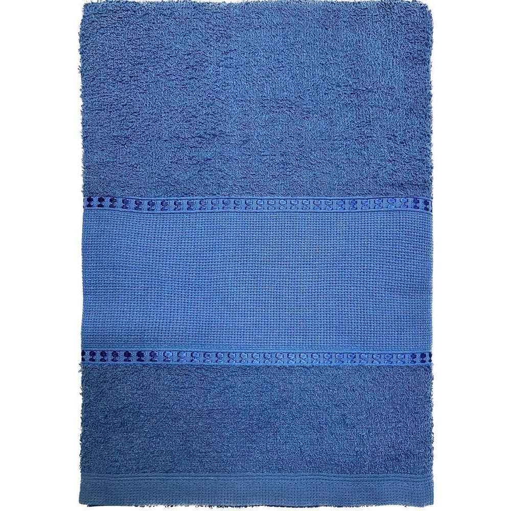 Toalha Banho Barra Para Bordar Ponto Cruz 65X130 Azul Escuro