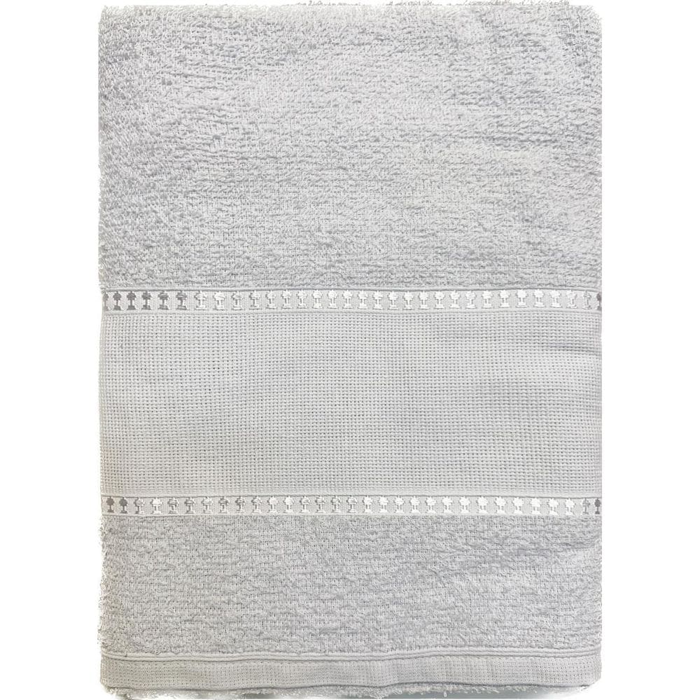Toalha Banho Barra Para Bordar Ponto Cruz 65X130 Branco