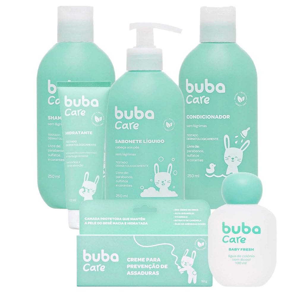 Kit Banho Higiene de Bebê Sem Lágrimas Sem Álcool Vegano Buba