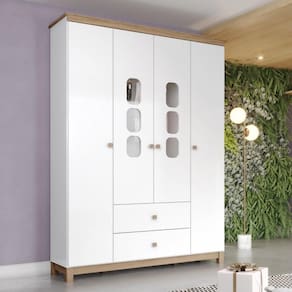 Guarda Roupa Infantil 4 Portas 2 Gavetas Aconchego Henn