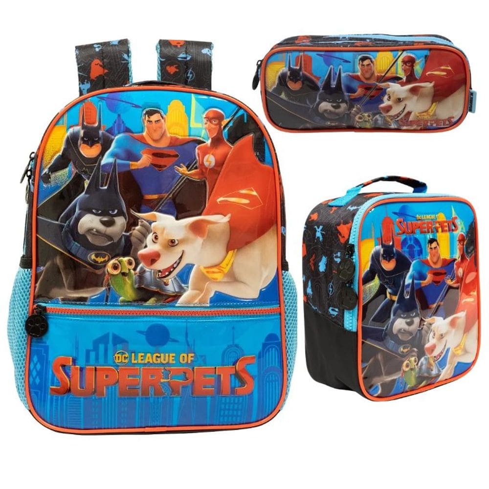 Kit Escolar Mochila de Costas + Lancheira + Estojo Super Pets xeryus