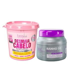 Kit Máscara Desmaia Cabelo e Banho De Pérola Forever Liss