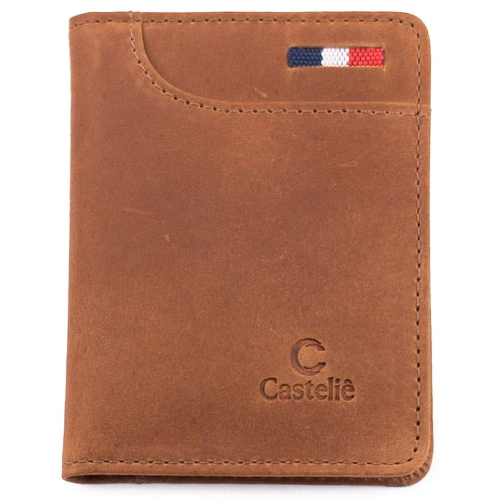 Carteira Casteliê 238 Couro Masculina - Marrom Claro