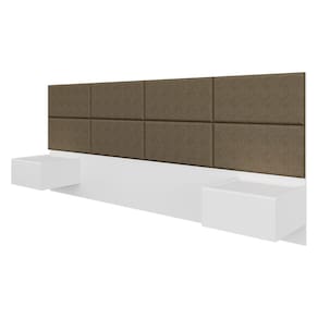 Cabeceira Estofada Suspensa Cama Casal Honduras Branco/capuccino - Ma