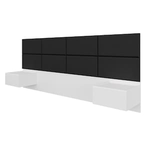 Cabeceira Estofada Suspensa Cama Casal Honduras Branco/preto - Ma